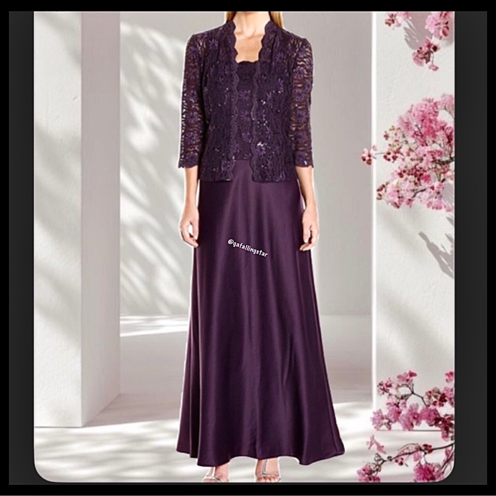 Alex Evenings Sequin Embellished Mock Jacket Formal Gown